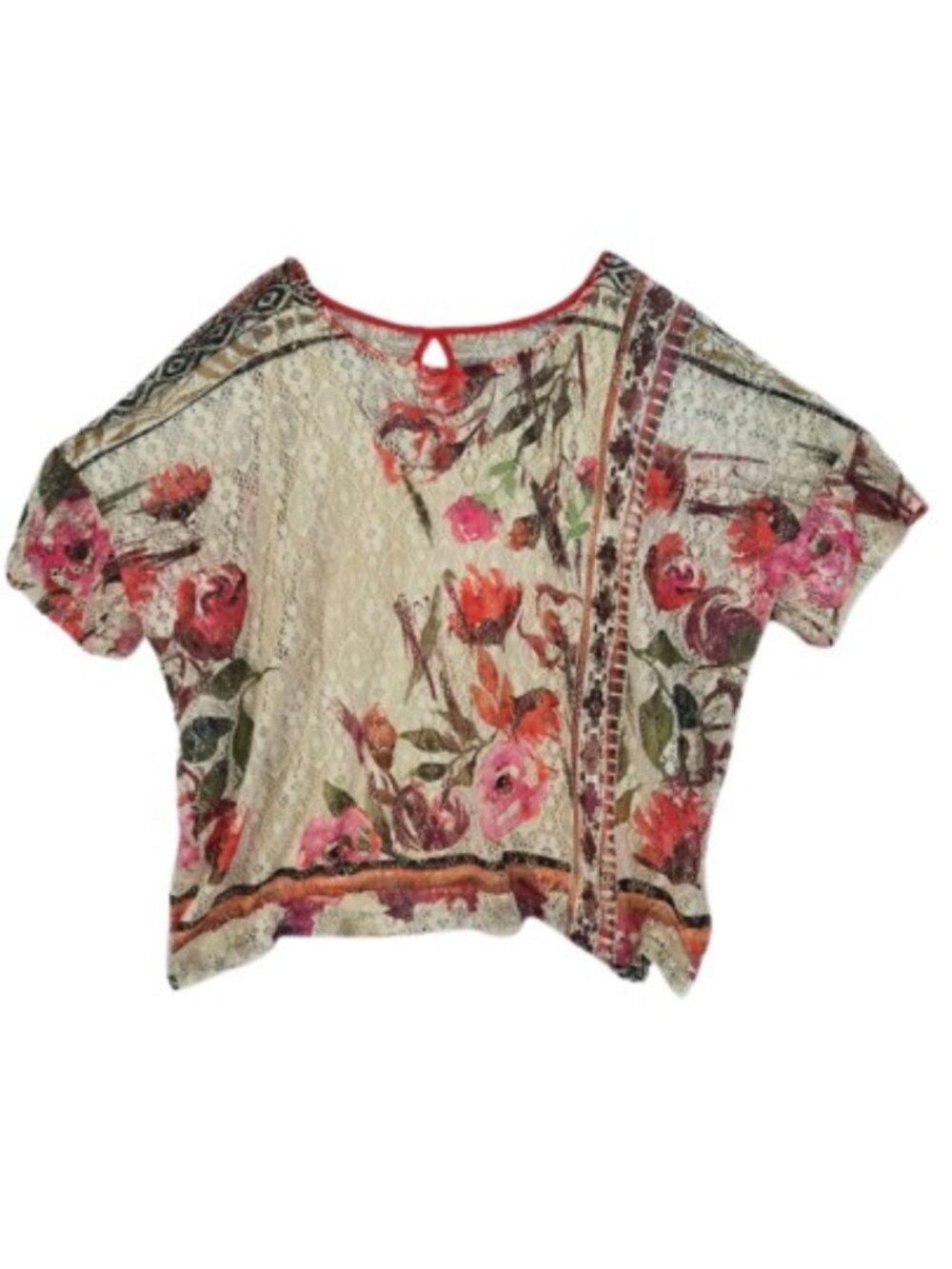 CJ Banks 2X Floral Lace Layered Top